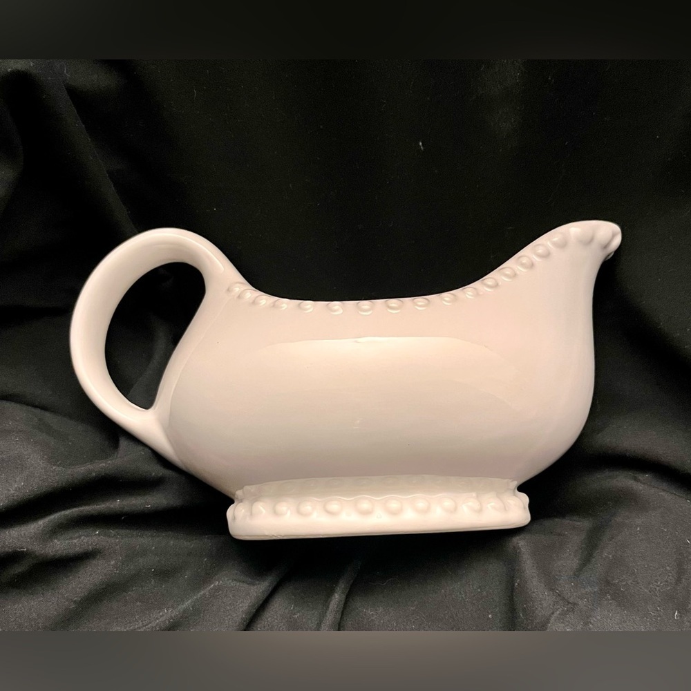 Handcrafted White Ceramic Hobnail Gravy Boat | Aladdin Lamp Style Candle Holder